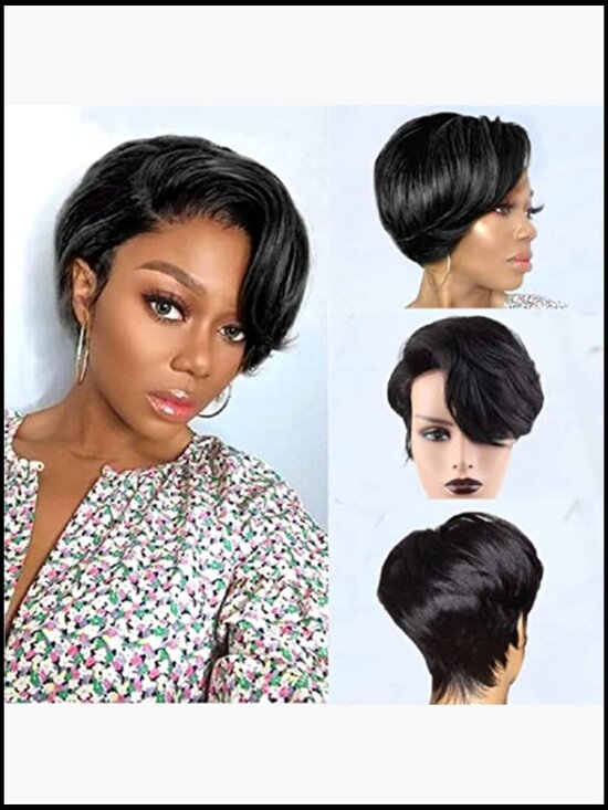Short Pixie Cut Lace Front Wig Human Hair Straight 13x4 Pre-Plucked